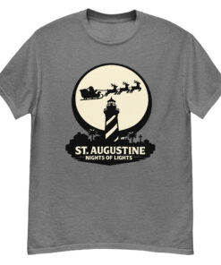 Santa Flying Over Lighthouse Unisex tee
