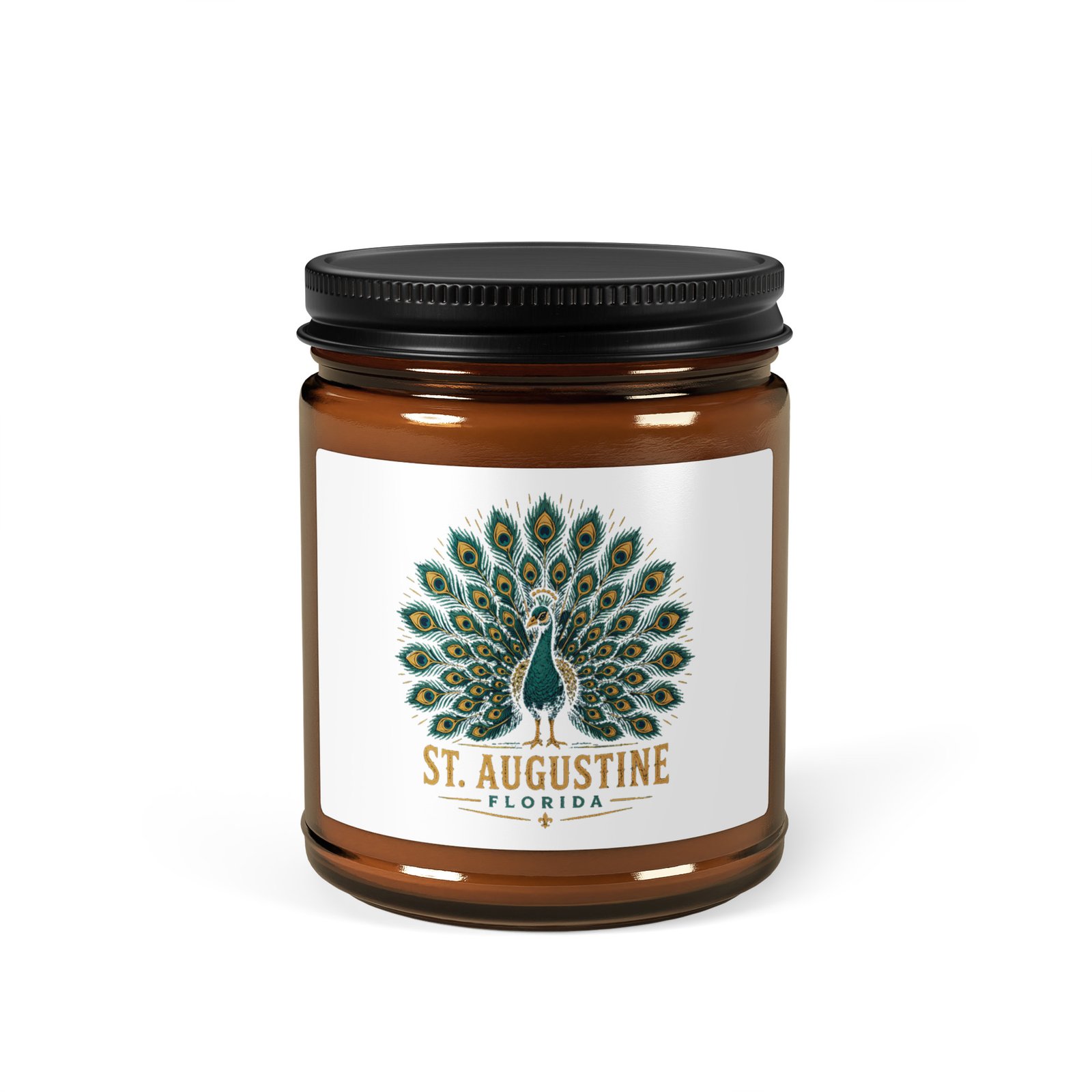 St. Augustine Peacock Christmas Warmth jar soy candle - Image 2