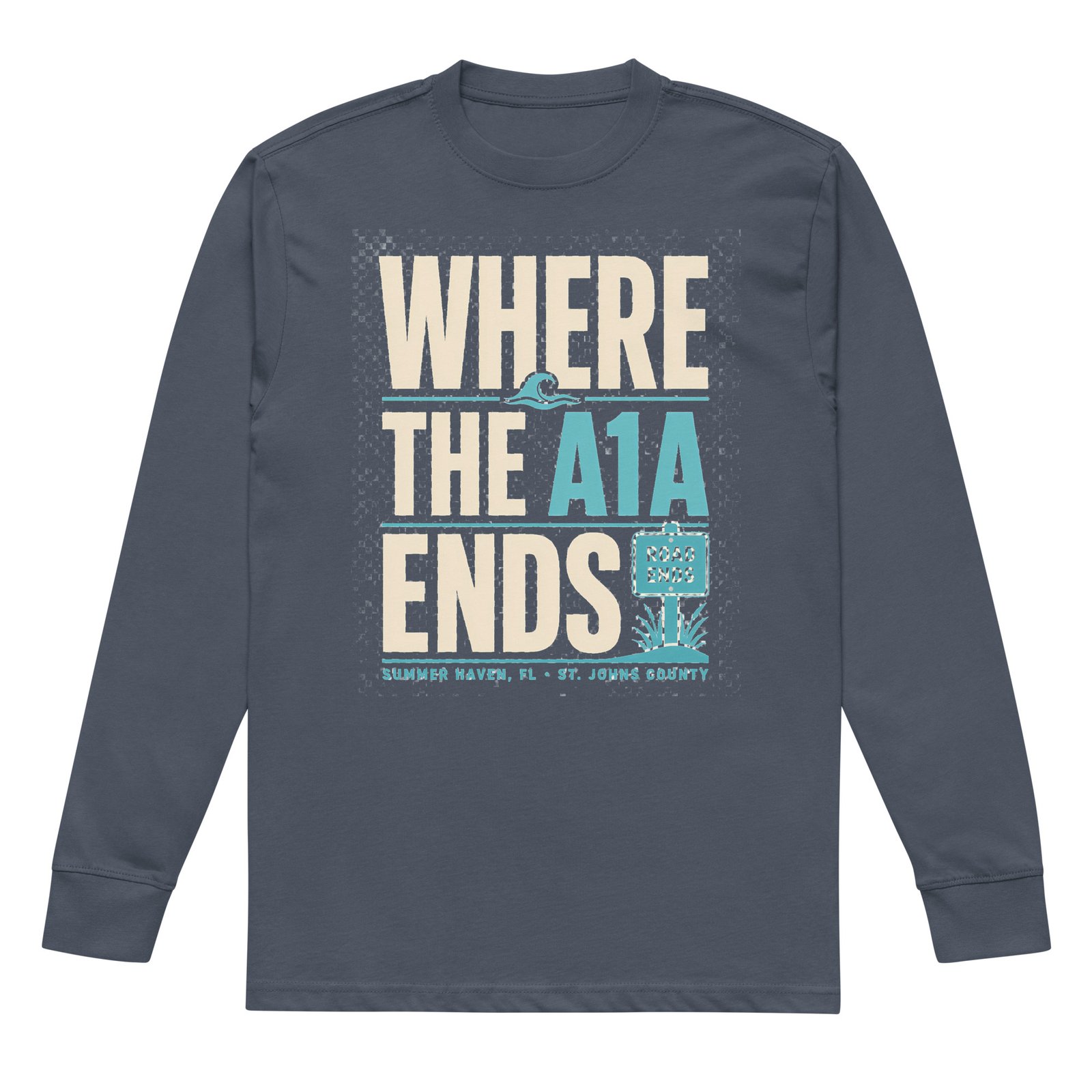 Summer Haven Where A1A Ends Men's heavyweight long sleeve t-shirt - Image 3