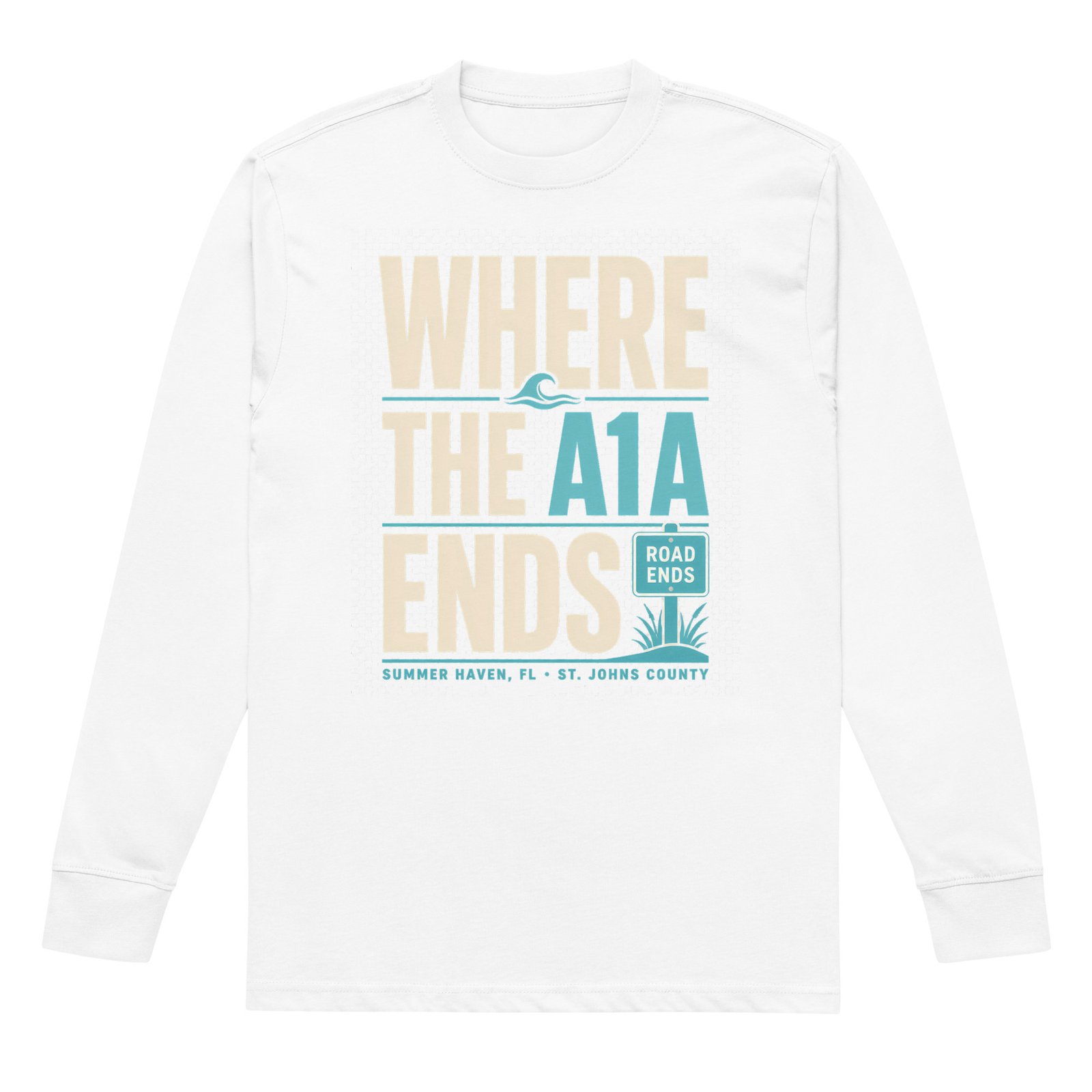 Summer Haven Where A1A Ends Men's heavyweight long sleeve t-shirt - Image 5