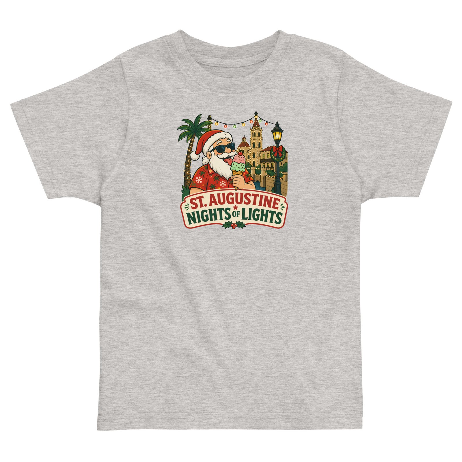 Santa Ice Cream Nights of Lights Toddler jersey t-shirt - Image 2