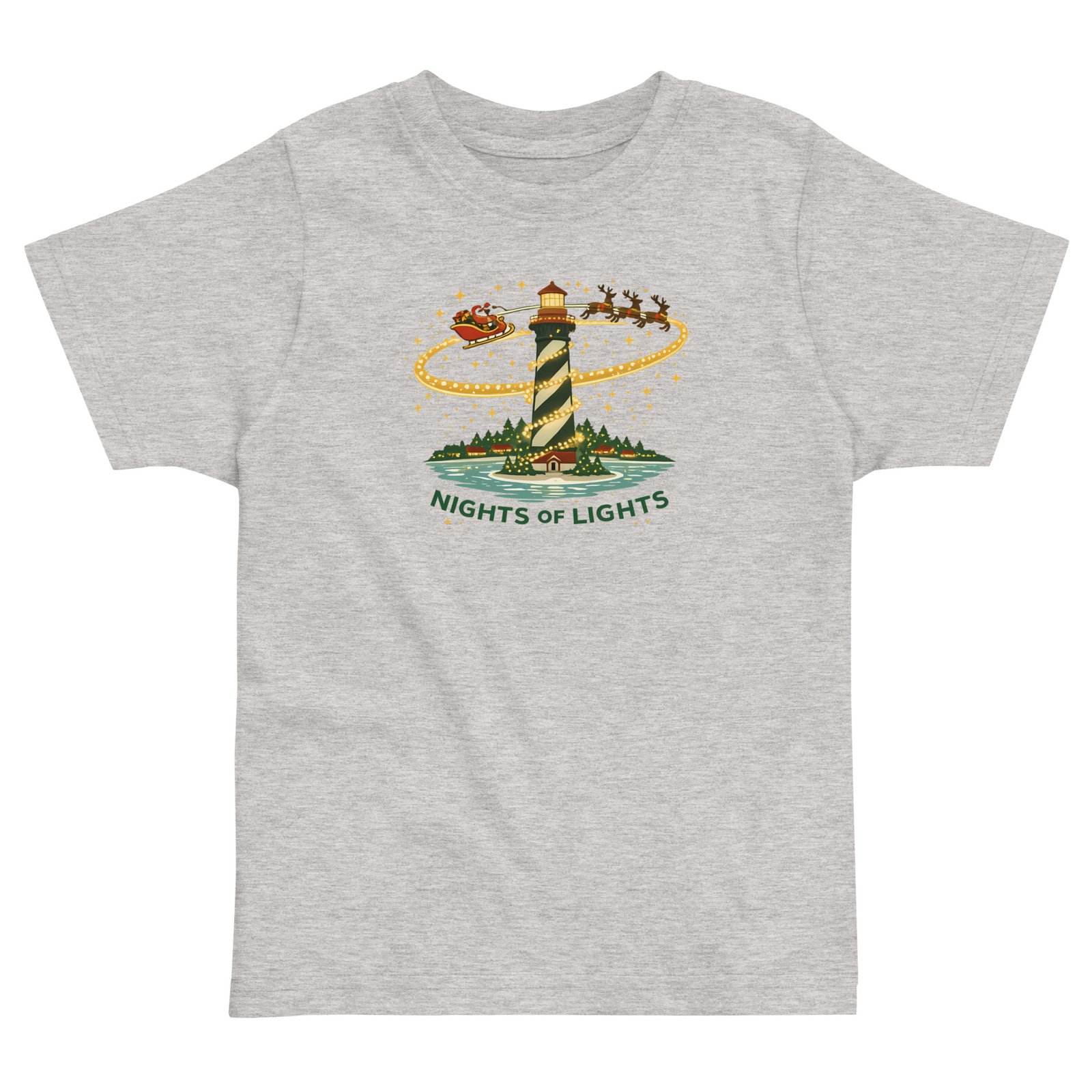 Santa and Reindeer Lighthouse Toddler jersey t-shirt