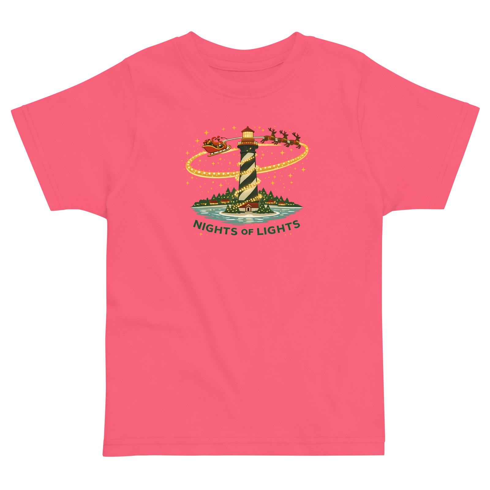 Santa and Reindeer Lighthouse Toddler jersey t-shirt - Image 2
