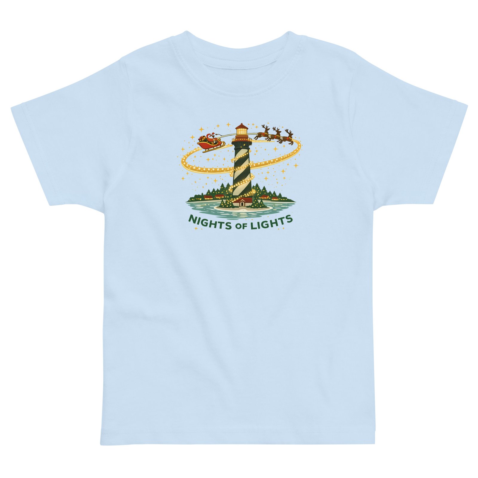 Santa and Reindeer Lighthouse Toddler jersey t-shirt - Image 3