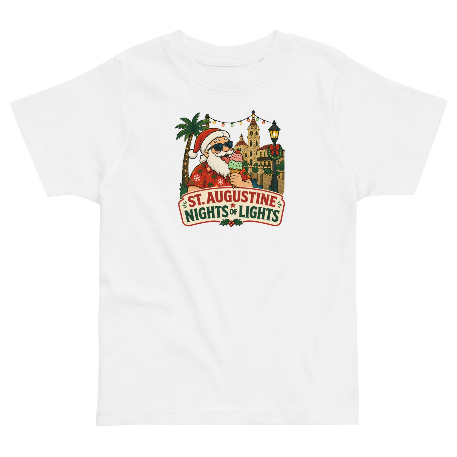 Santa Ice Cream Nights of Lights Toddler jersey t-shirt - Image 4