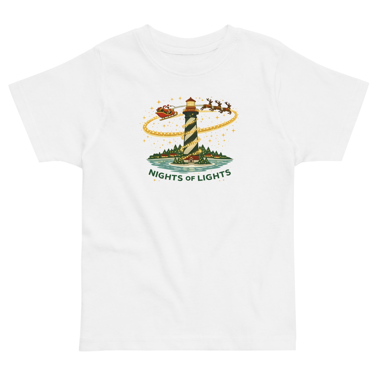Santa and Reindeer Lighthouse Toddler jersey t-shirt - Image 4