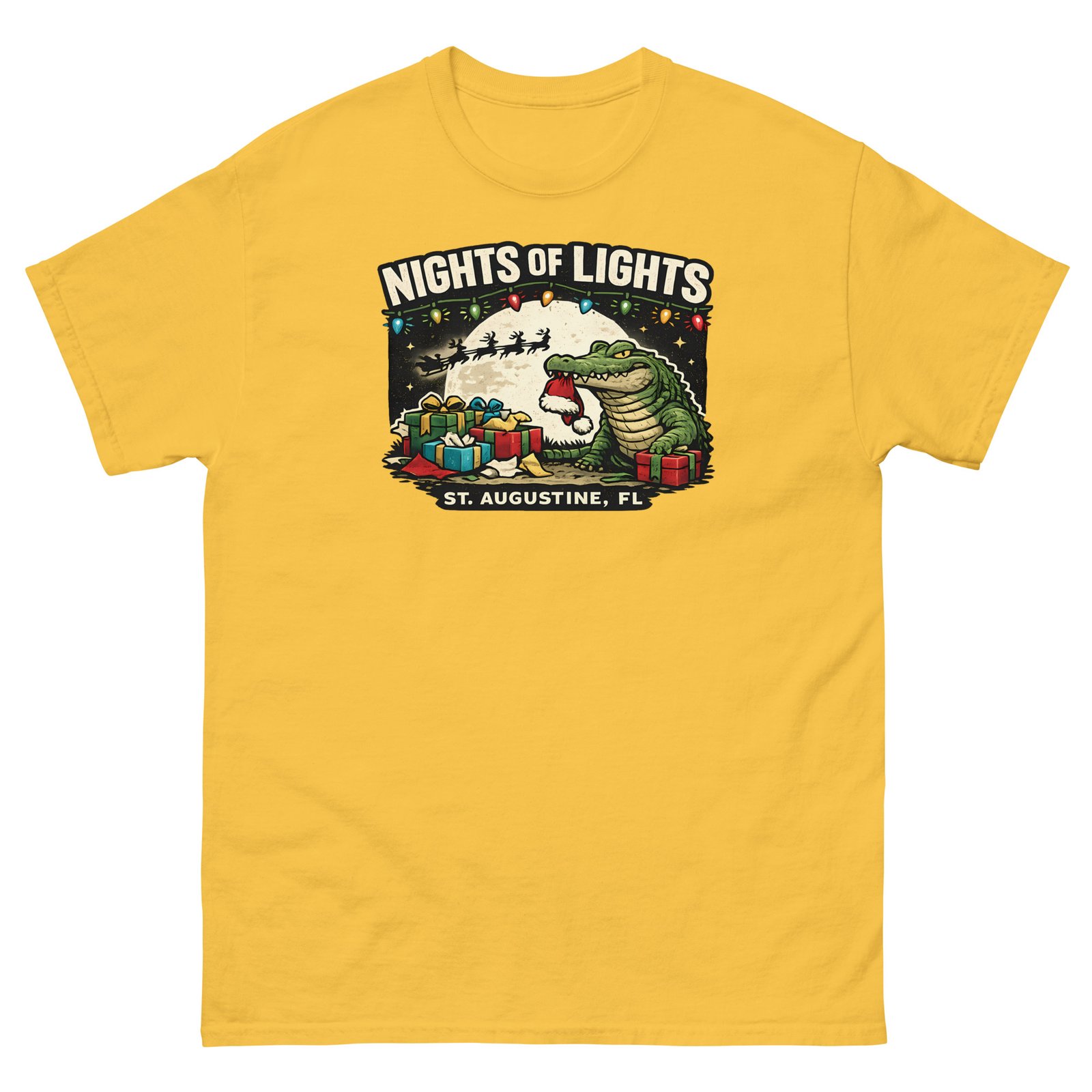 Alligator Eating Santa Nights of Lights Unisex classic tee - Image 4