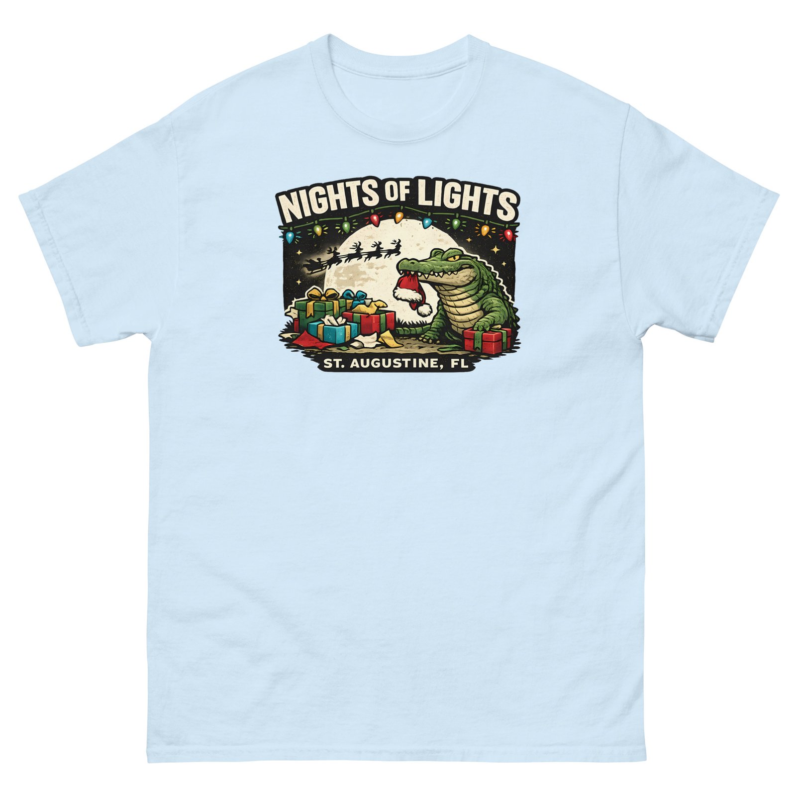 Alligator Eating Santa Nights of Lights Unisex classic tee - Image 10