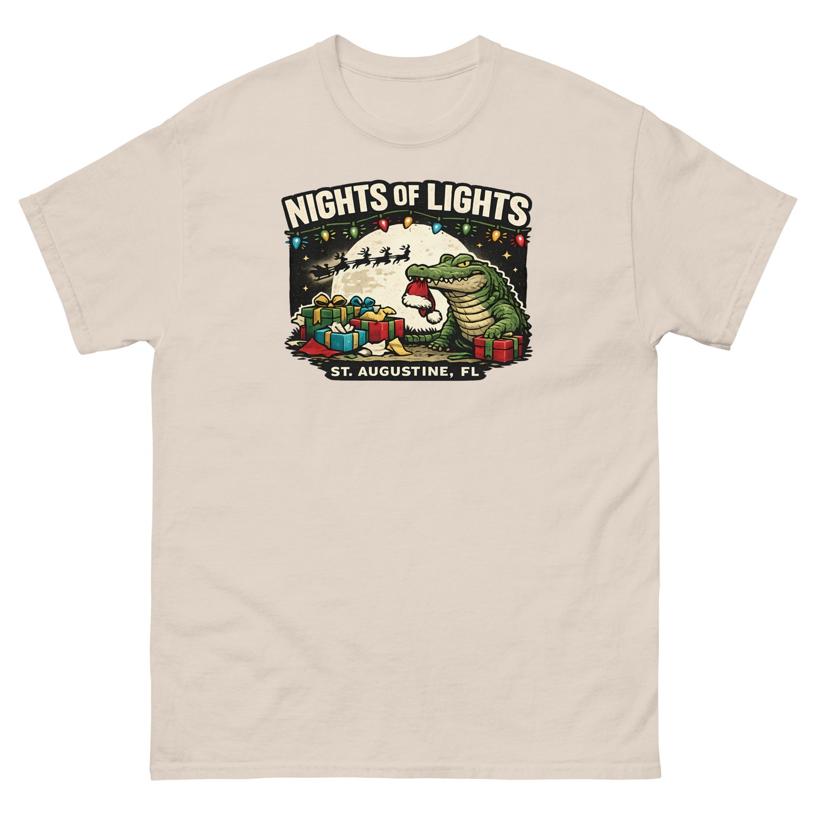 Alligator Eating Santa Nights of Lights Unisex classic tee - Image 6