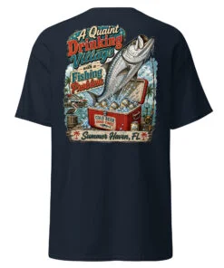 Alternative view of Quaint Drinking Village Summer Haven Fish Unisex classic tee