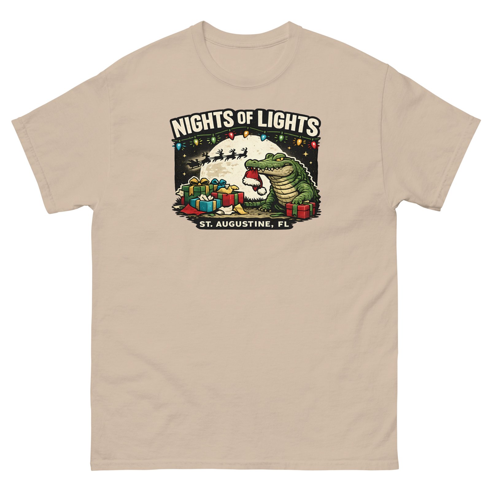 Alligator Eating Santa Nights of Lights Unisex classic tee - Image 3
