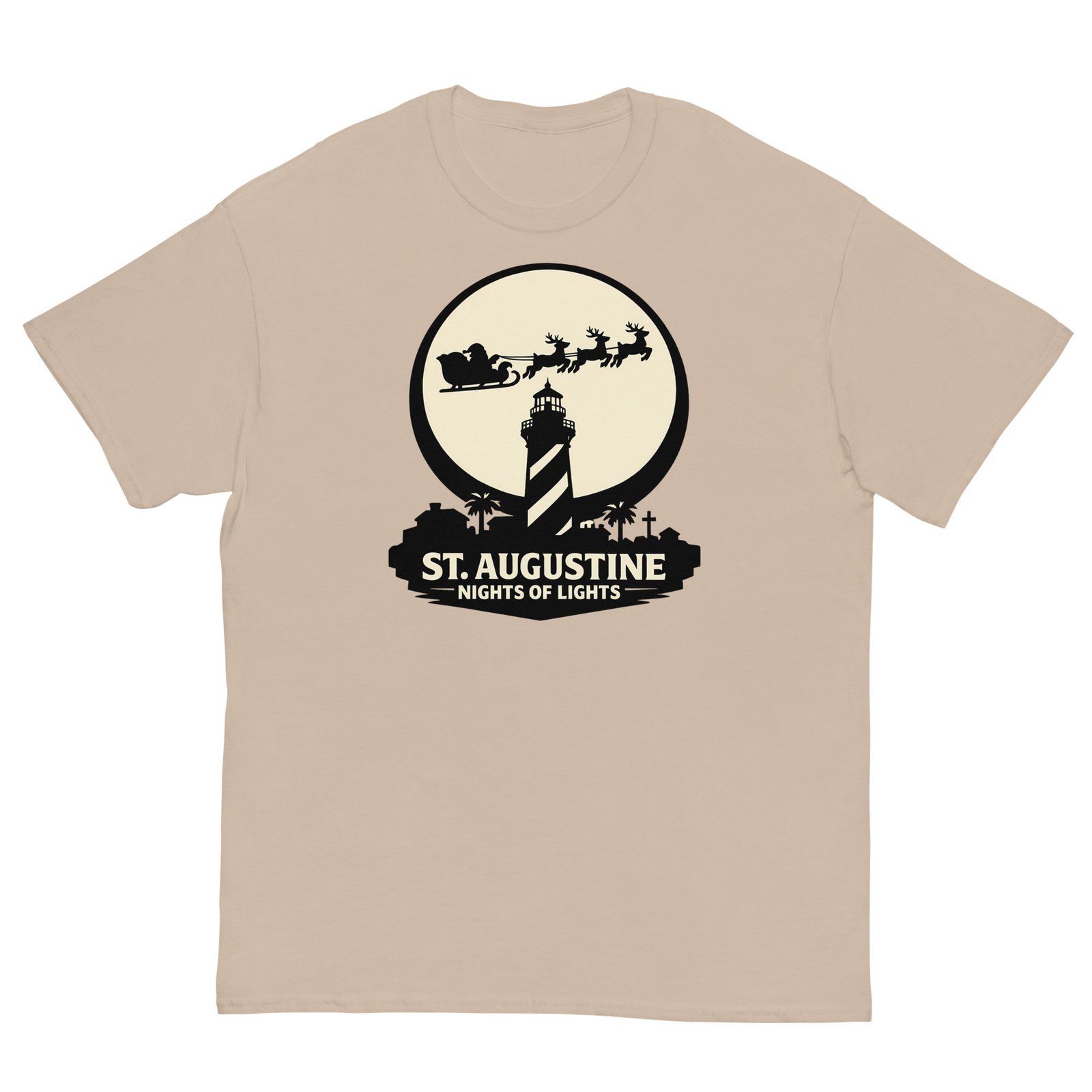 Lighthouse Santa Flying Unisex classic tee - Image 4
