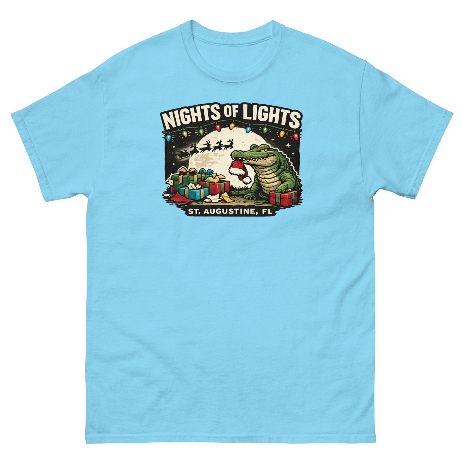 Alligator Eating Santa Nights of Lights Unisex classic tee - Image 5
