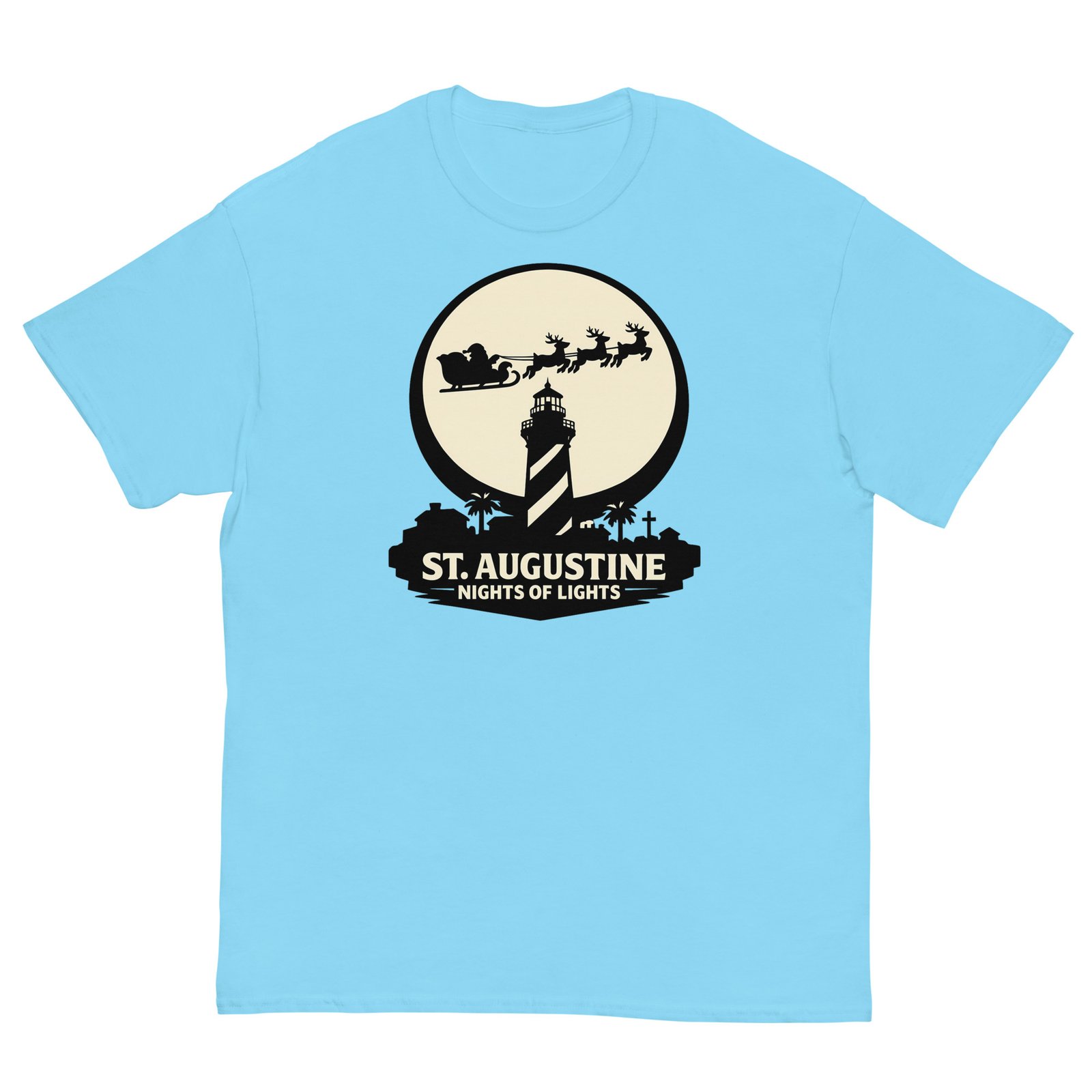 Lighthouse Santa Flying Unisex classic tee - Image 5