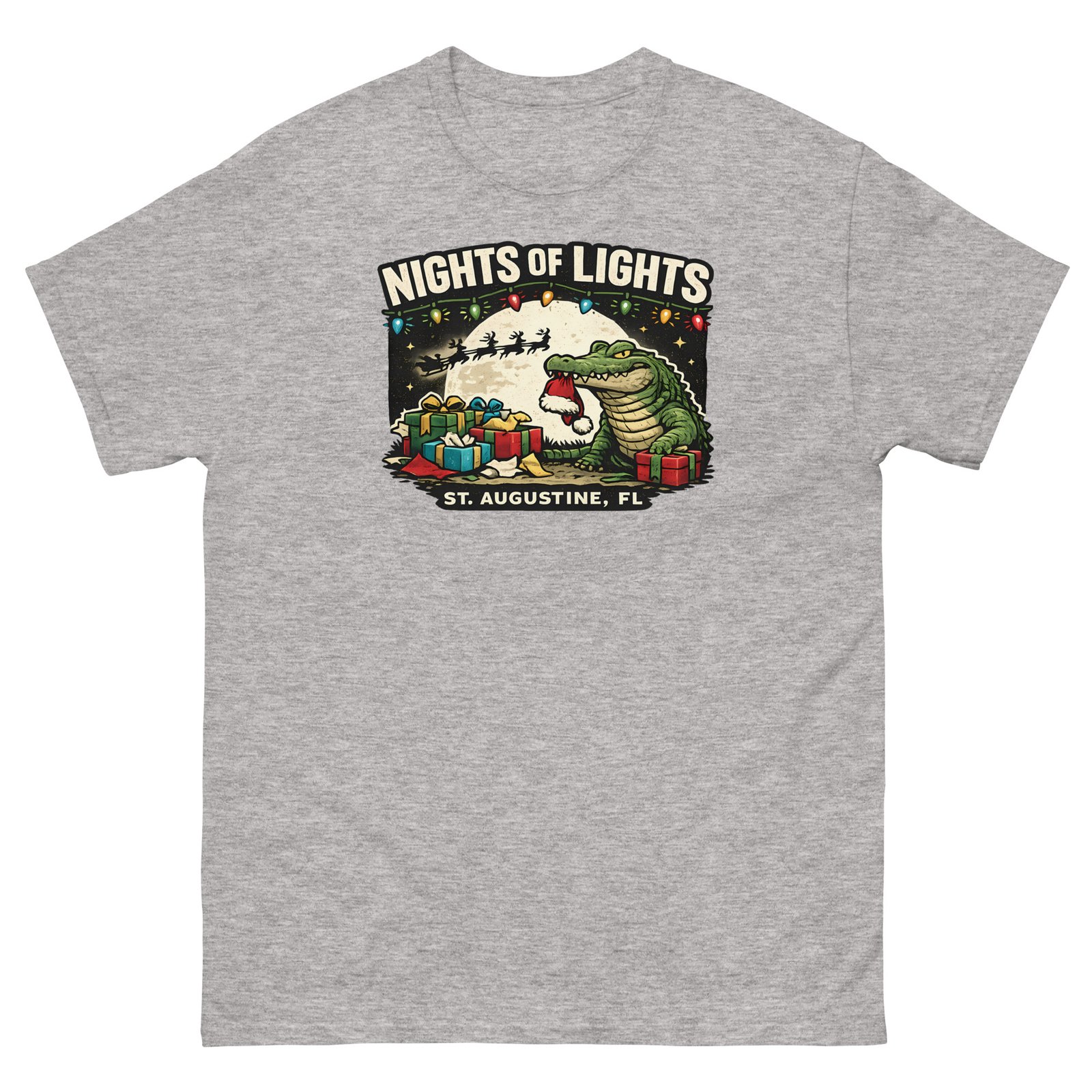 Alligator Eating Santa Nights of Lights Unisex classic tee - Image 2
