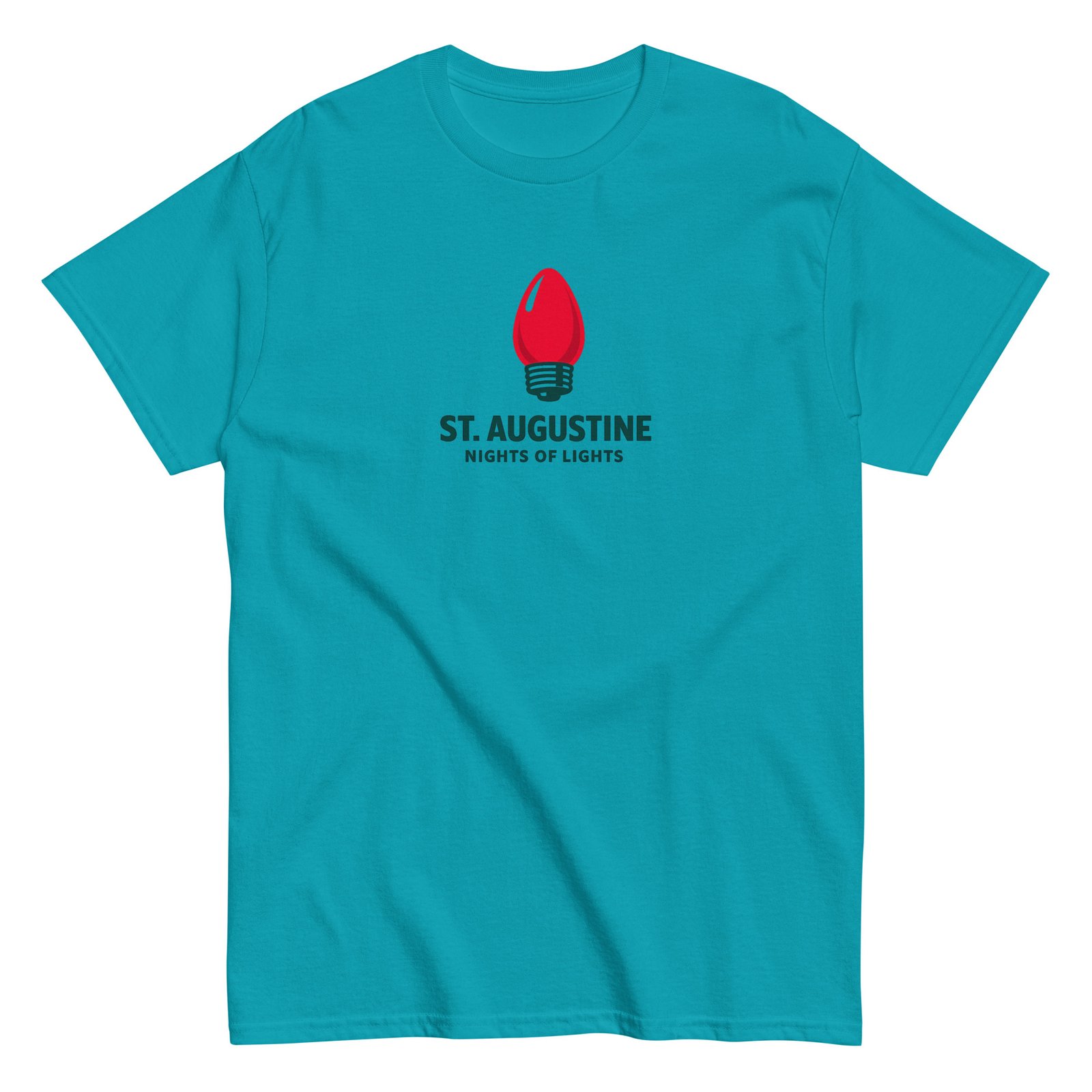 St. Augustine Nights of Lights Red Bulb Unisex classic tee - Image 2