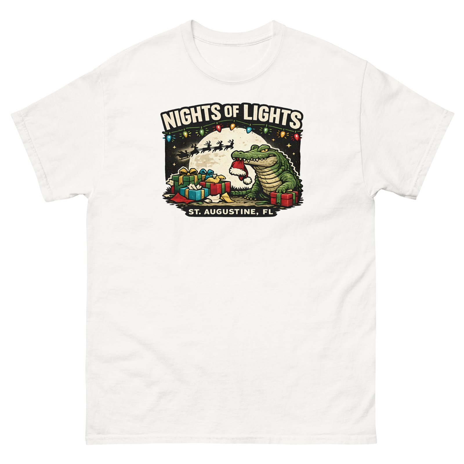 Alligator Eating Santa Nights of Lights Unisex classic tee - Image 12