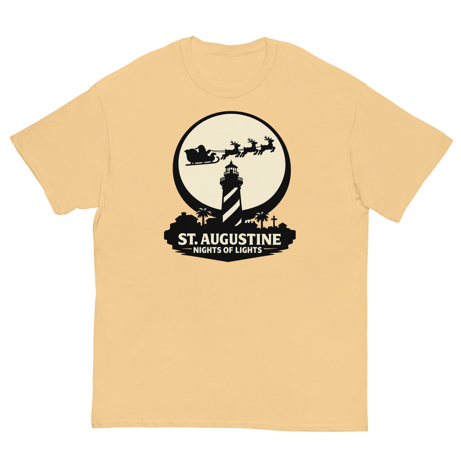 Lighthouse Santa Flying Unisex classic tee