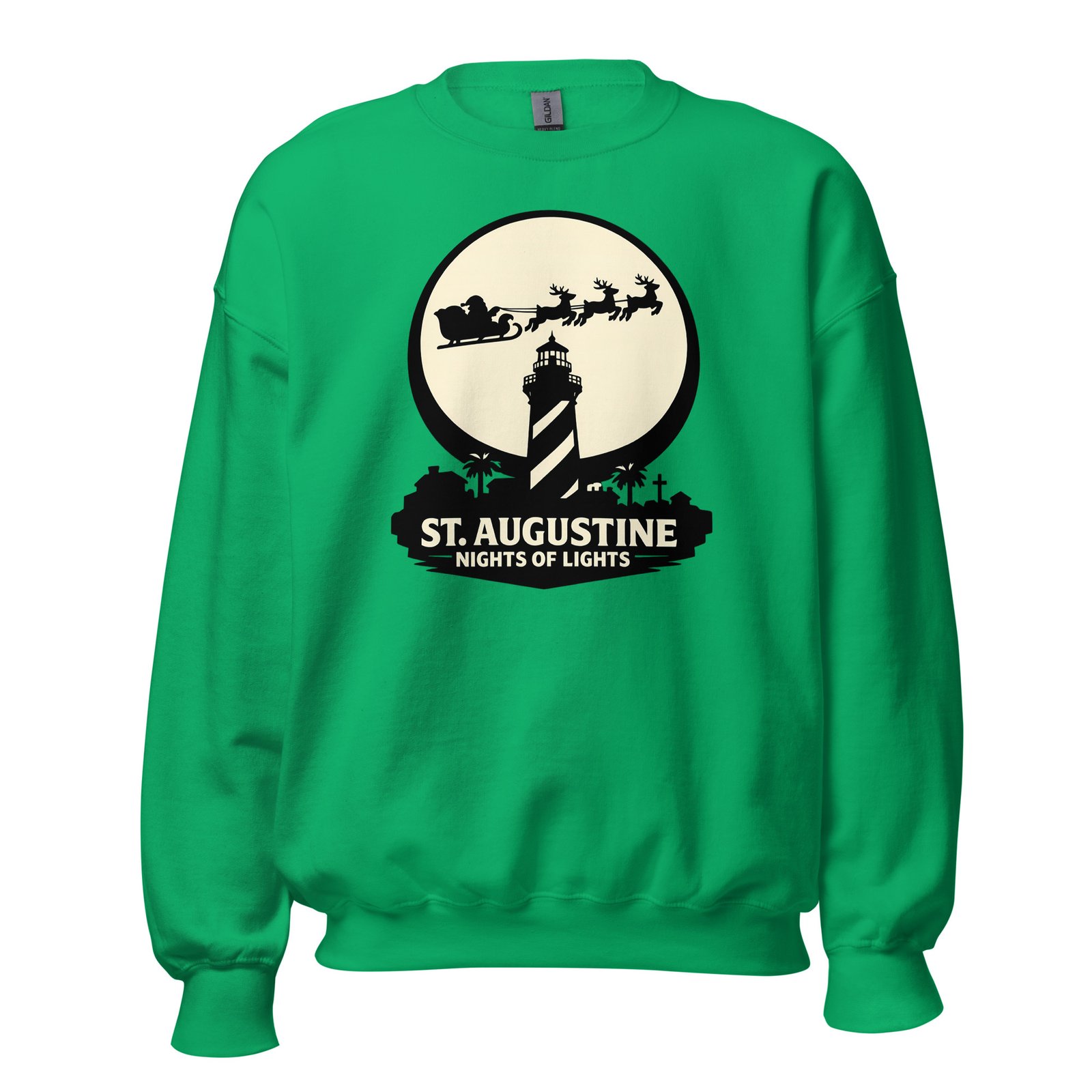 Lighthouse Santa Flying Unisex Sweatshirt - Image 3