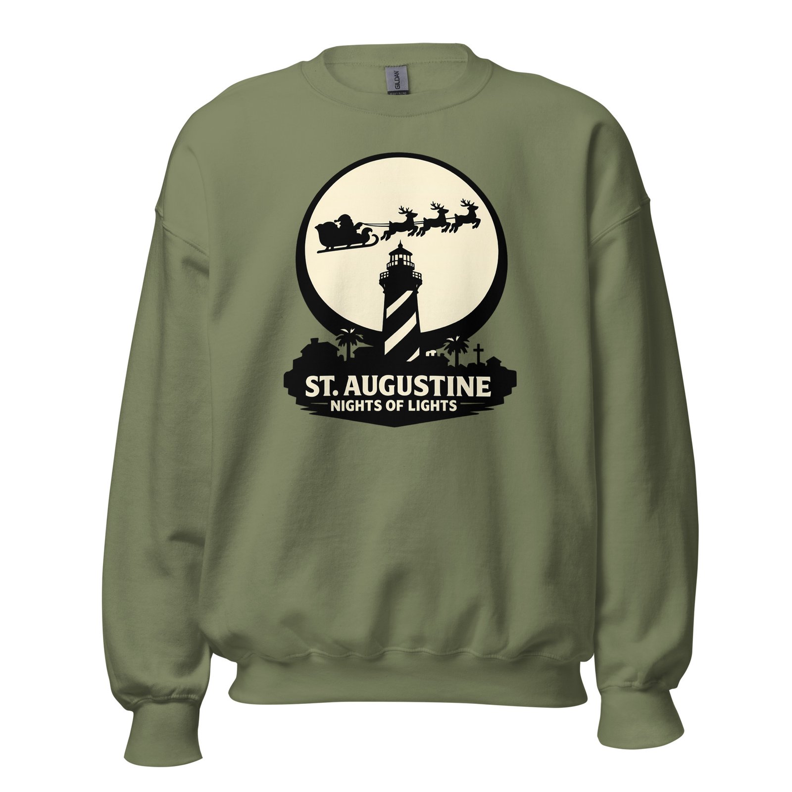 Lighthouse Santa Flying Unisex Sweatshirt - Image 2