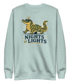 Alternative view of Nights of Lights Decorated Alligator Unisex Premium Sweatshirt