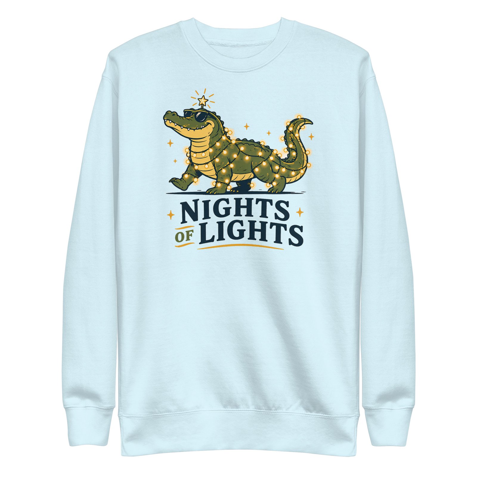 Nights of Lights Decorated Alligator Unisex Premium Sweatshirt - Image 6