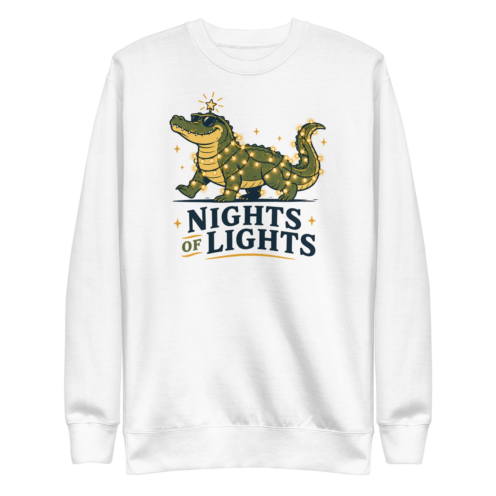 Nights of Lights Decorated Alligator Unisex Premium Sweatshirt - Image 7
