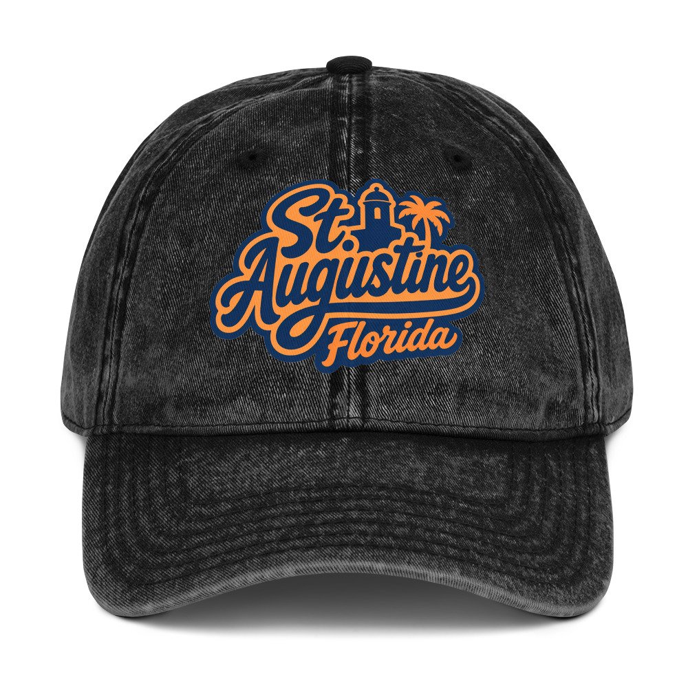 St. Augustine Orange Blue Print Vintage Cotton Cap - Image 2