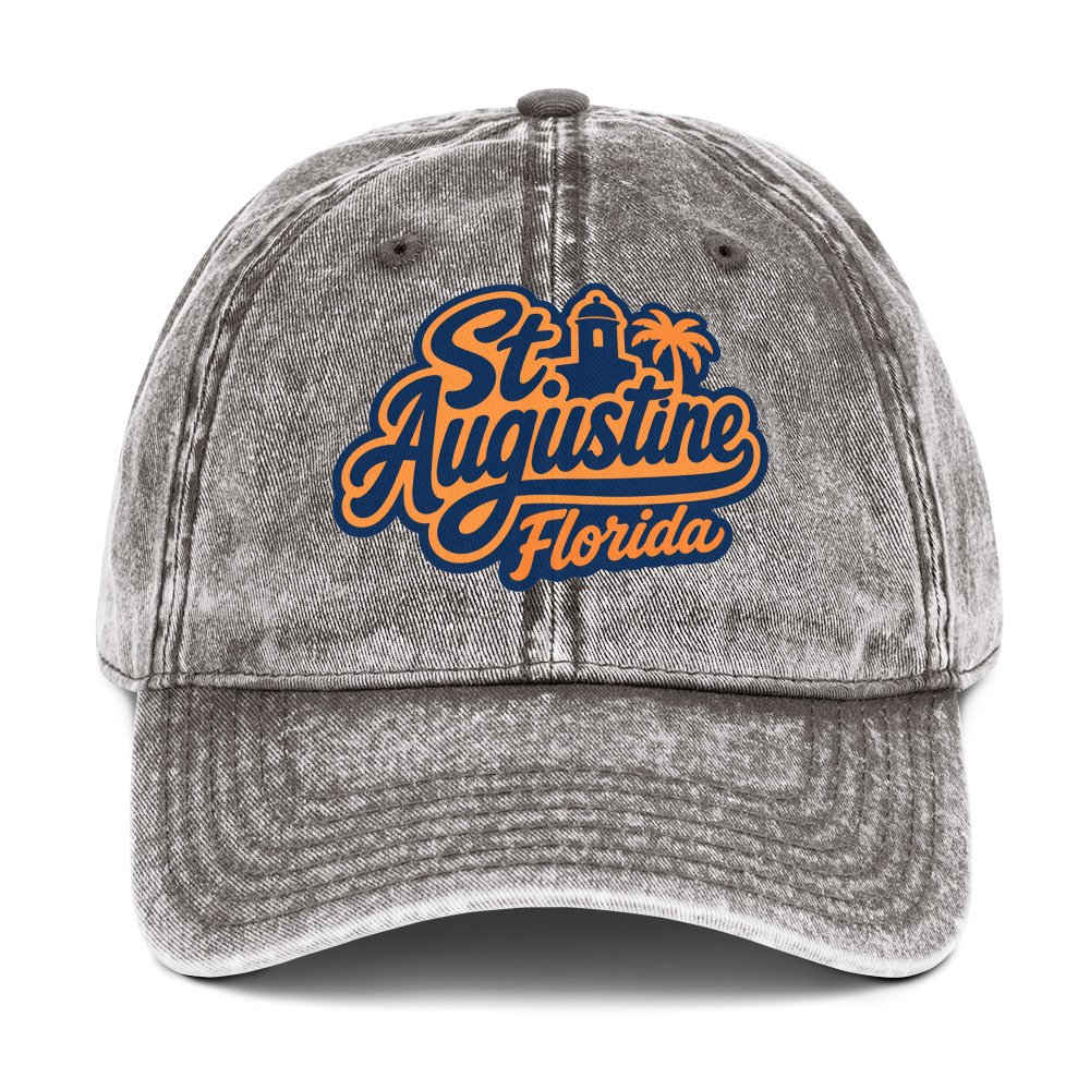 St. Augustine Orange Blue Print Vintage Cotton Cap