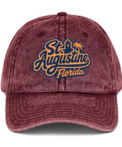 St. Augustine Orange Blue Print Vintage Cotton Cap - Image 4