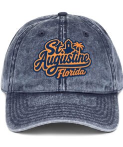 St. Augustine Orange Blue Print Vintage Cotton Cap - Image 3