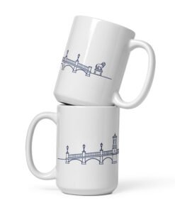 Alternative view of Bridge of Lions Lineart White glossy mug